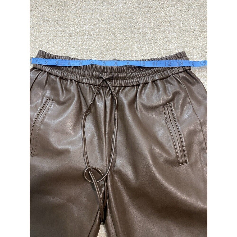 Anthropologie Ankle Pants Brown Faux Leather Drawstring Pockets Women's XS - Picture 10 of 16